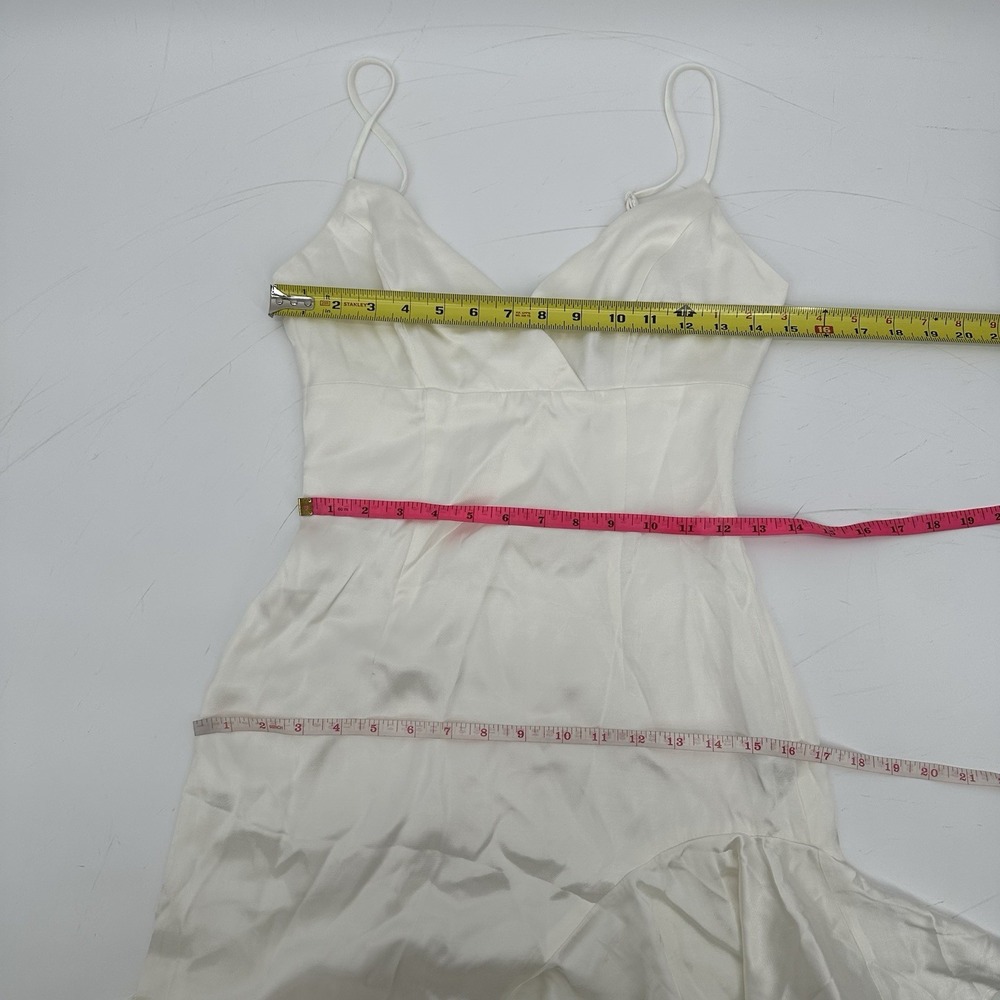 Bardot Ember Midi Dress XS Ivory Satin Slip Asym Ruffle Bridal Coquette NWT - Picture 8 of 16